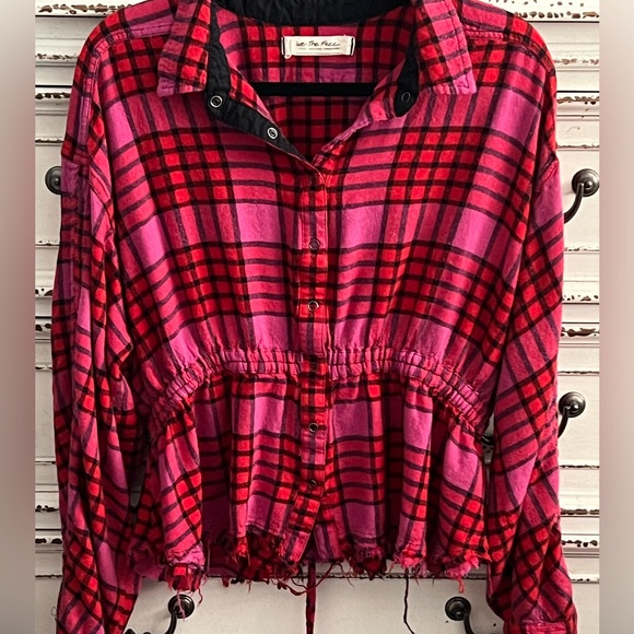 We The Free plaid peplum top plaid thermal size M - Picture 6 of 14